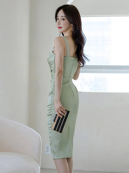 Fashion Elegant Midi Dresses Women Sexy Celebrity Strap Backless Bodycon Robe Evening Party Club Mujer Vestidos Fiesta Clothes