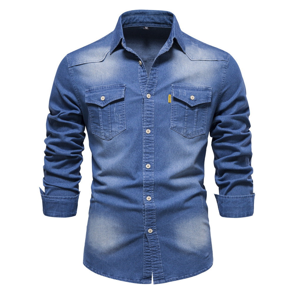 Men's Non-Iron Cotton Long Sleeve Shirt Slim Fit Casual Solid Color