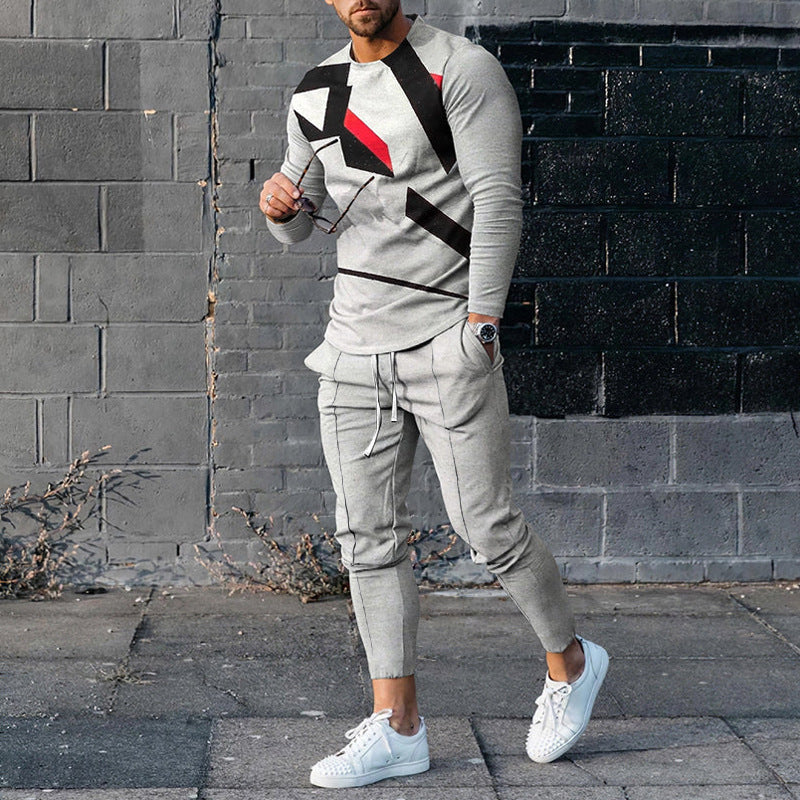 Men's Casual 3D Printed Sweater and Sweatpants Set
