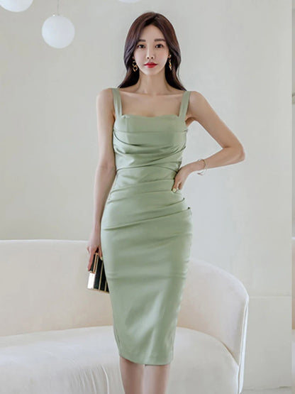 Fashion Elegant Midi Dresses Women Sexy Celebrity Strap Backless Bodycon Robe Evening Party Club Mujer Vestidos Fiesta Clothes