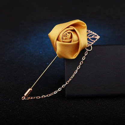 LKY Fr Boutonniere Corsage Wedding Boutonniere Pin for Men Women Silk Buttonhole Groomsmen Party Prom Suit Accessories Brooches