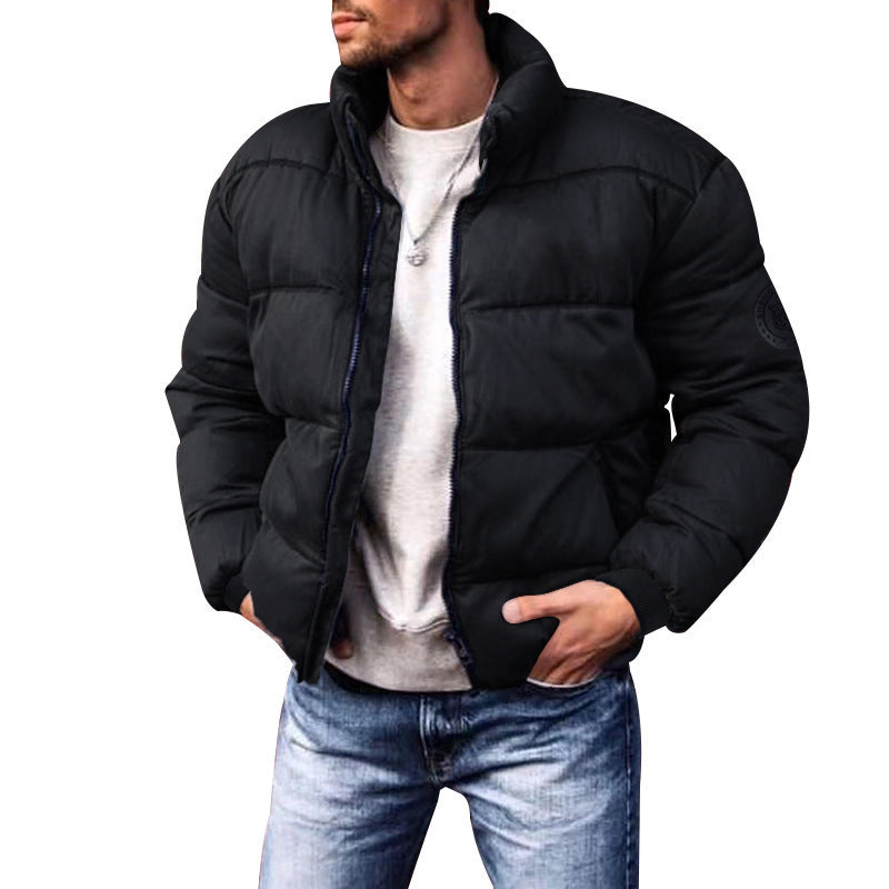 Men's Stand Collar Thickened Polyester Cotton Jacket