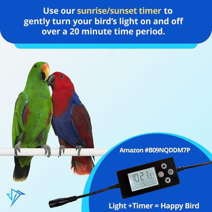 Happybird Full Spectrum LED Lighting for Bird Cages with Chew Guard - Safe and Easy to Install 18" Light for Hookbill Birds