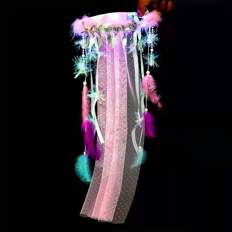 LED Light-Up Wedding Veil with Hair Clip for Women and Kids