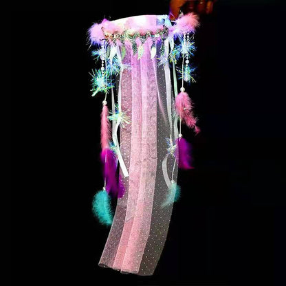 LED Light-Up Wedding Veil with Hair Clip for Women and Kids