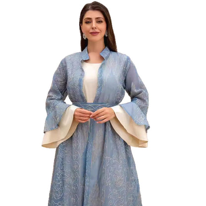 Muslim Women Robe Lotus Leaf Sleeve New Mesh dress