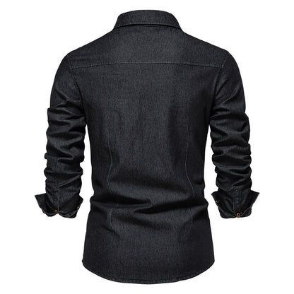 Men's Non-Iron Cotton Long Sleeve Shirt Slim Fit Casual Solid Color