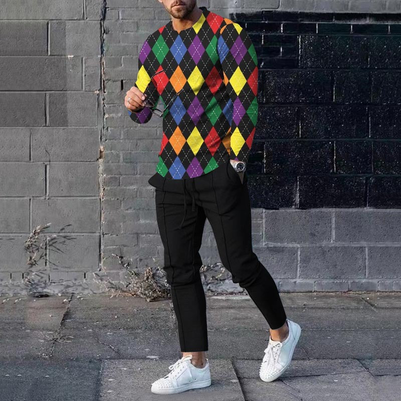 Men's Casual 3D Printed Sweater and Sweatpants Set