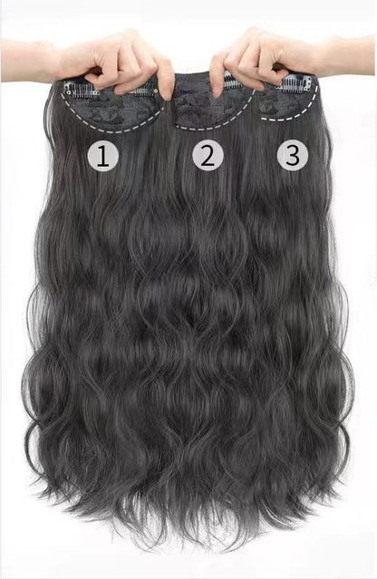 3-Piece Seamless Invisible Long Curly Hair Extensions for Women