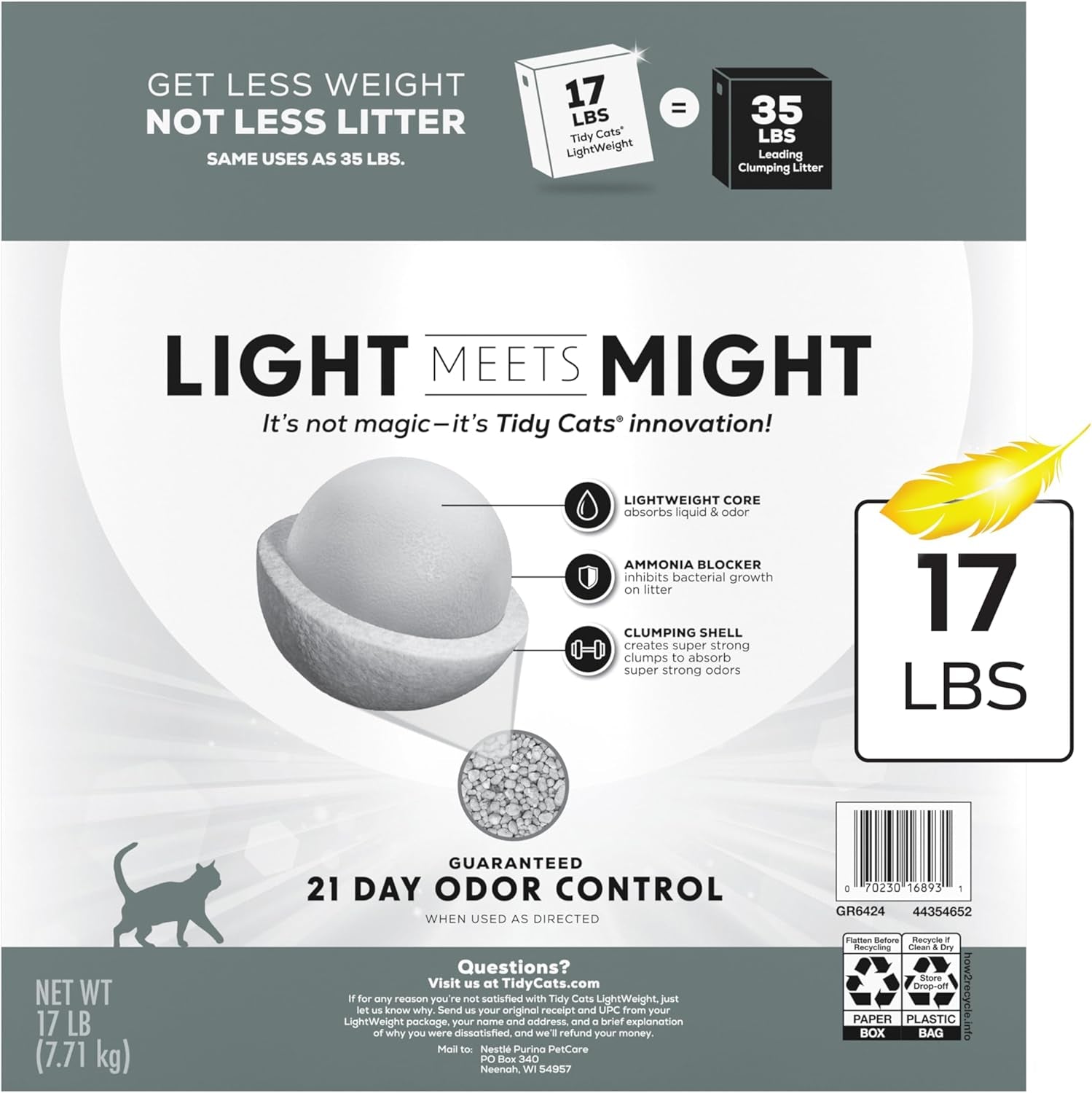Purina Lightweight 4-in-1 Strength Multi-Cat Clumping Cat Litter with Odor Control, 99.9% Dust Free, 17 lb Box