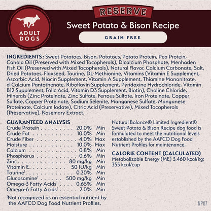 Limited Ingredient Grain-Free Dry Dog Food for Adults, Sweet Potato & Bision Recipe, 4 lb