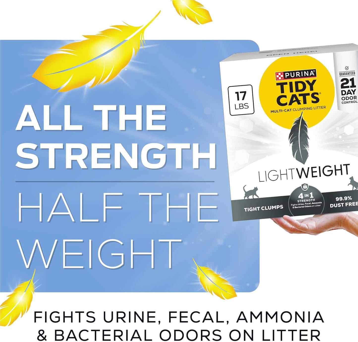 Purina Lightweight 4-in-1 Strength Multi-Cat Clumping Cat Litter with Odor Control, 99.9% Dust Free, 17 lb Box