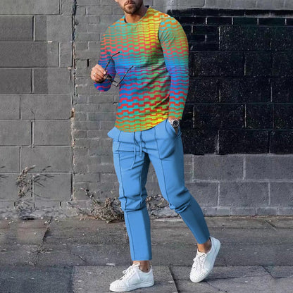 Men's Casual 3D Printed Sweater and Sweatpants Set