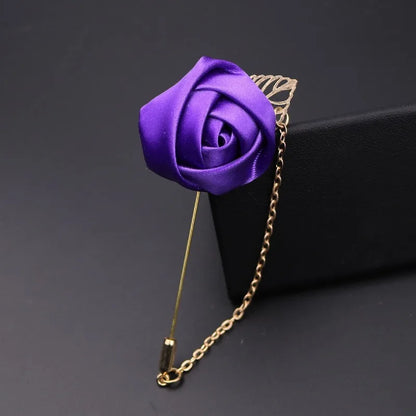 LKY Fr Boutonniere Corsage Wedding Boutonniere Pin for Men Women Silk Buttonhole Groomsmen Party Prom Suit Accessories Brooches