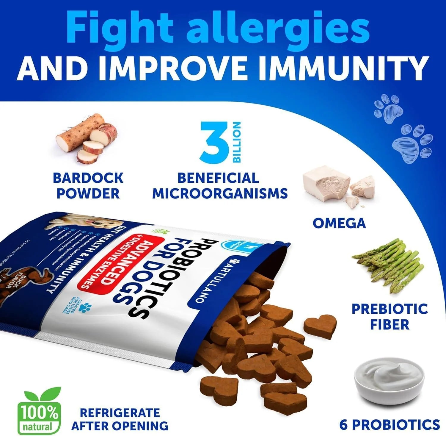 Dog Probiotics Duck Flavor Probiotics for Dogs Gut Health Itchy Skin Allergies & Immunity Support Yeast Balance Dog Probiotic 70 Chews with Prebiotics Dog Probiotics and Digestive Enzymes Reduce Diarrhea