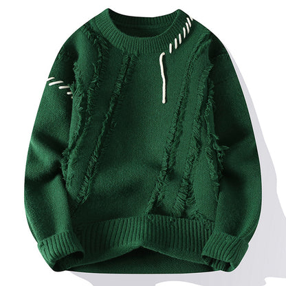 Color Blocked Loose Fit Knit Sweater for Men