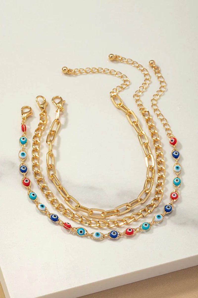 Evil Eye and Chain Bracelet Set