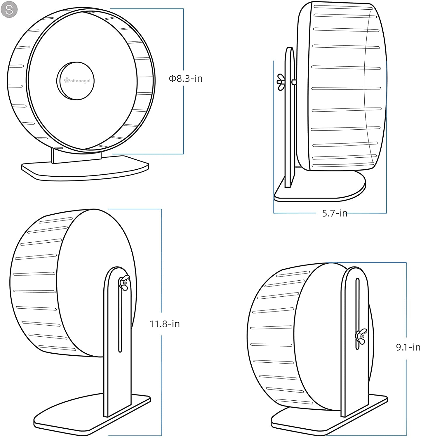 Premium Silent Hamster Exercise Wheel: Adjustable Stand for Small Animals (S, Transparent)