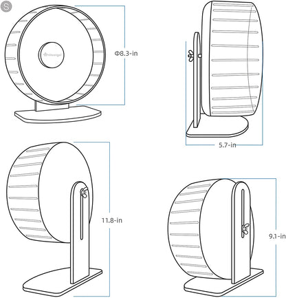 Premium Silent Hamster Exercise Wheel: Adjustable Stand for Small Animals (S, Transparent)