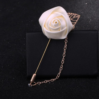 LKY Fr Boutonniere Corsage Wedding Boutonniere Pin for Men Women Silk Buttonhole Groomsmen Party Prom Suit Accessories Brooches