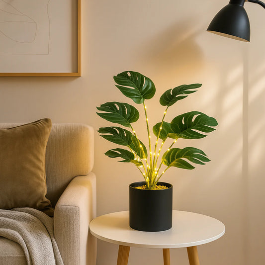 Simulation Monstera with Fairy Light