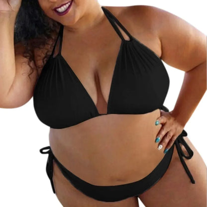 Sexy 2 Piece Set Large Size Bikini Set Large Cup Swimwear Women Halter Swimming Suit Beach Plus Size Cover Up Swimsuit