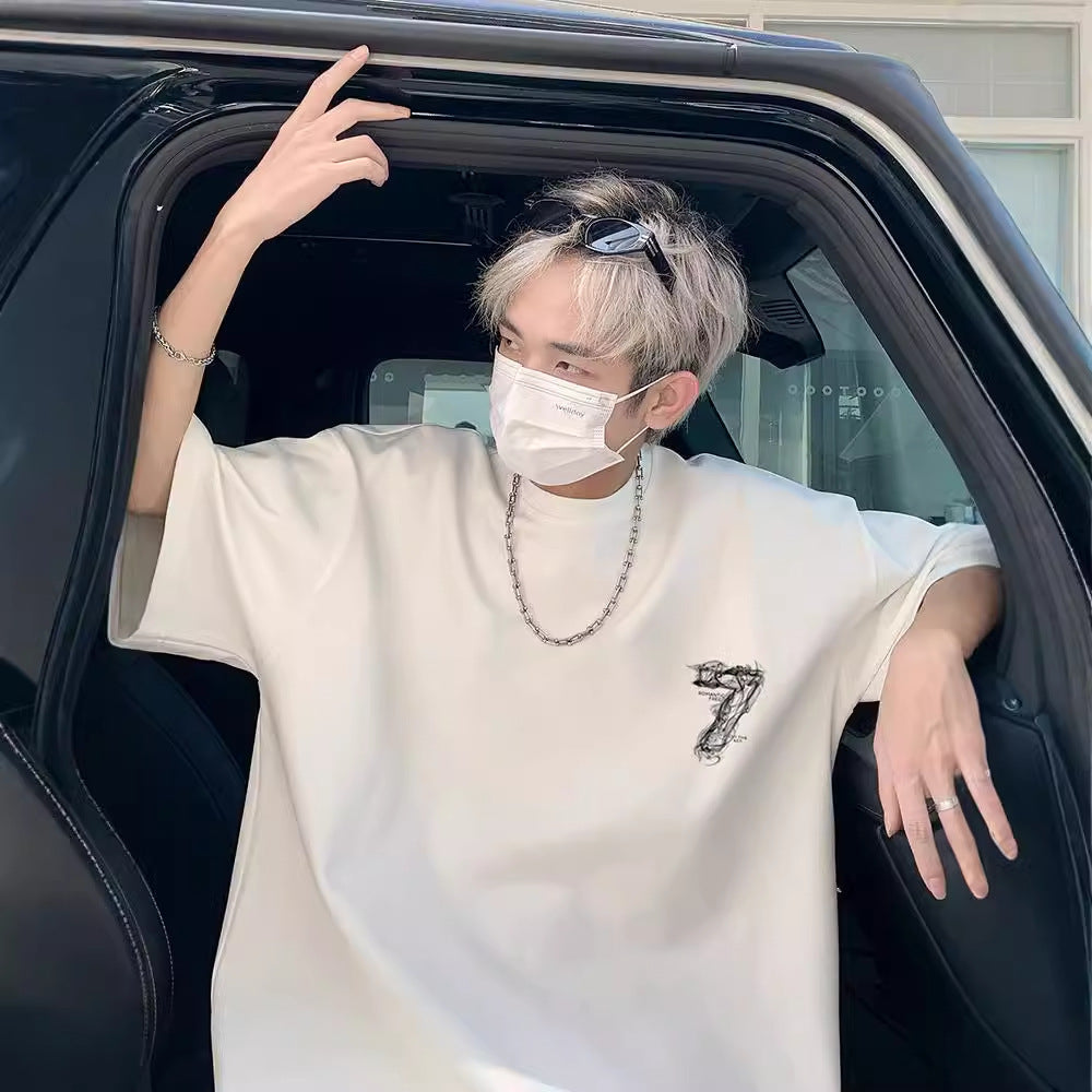 Thin printed short-sleeved T-shirt for men