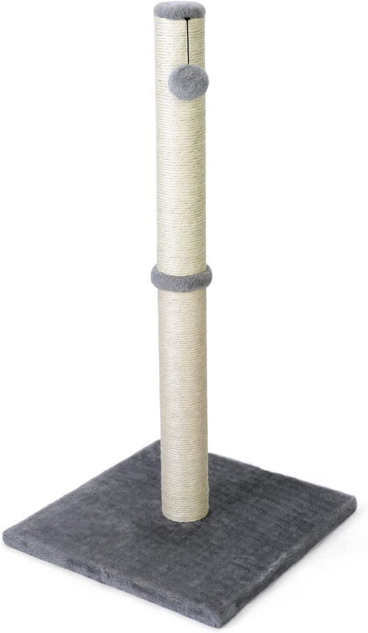 31-Inch Tall Cat Scratching Post with Hanging Ball - Durable Indoor Scratcher for Large Cats - Stable Cat Furniture with Sisal Rope - Grey