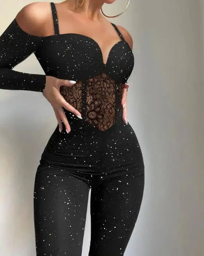 Women Dress Tight Sexy Hip One Shoulder Suspenders Irregular Shiny Dress Female