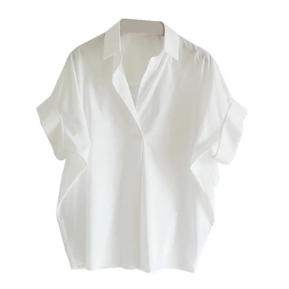2025 Summer Shirts Women Shirt Fashion Loose Solid Tops Short Sleeved Blouse Casual Solid Buttons Down Blusas