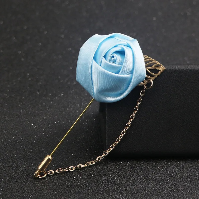 LKY Fr Boutonniere Corsage Wedding Boutonniere Pin for Men Women Silk Buttonhole Groomsmen Party Prom Suit Accessories Brooches