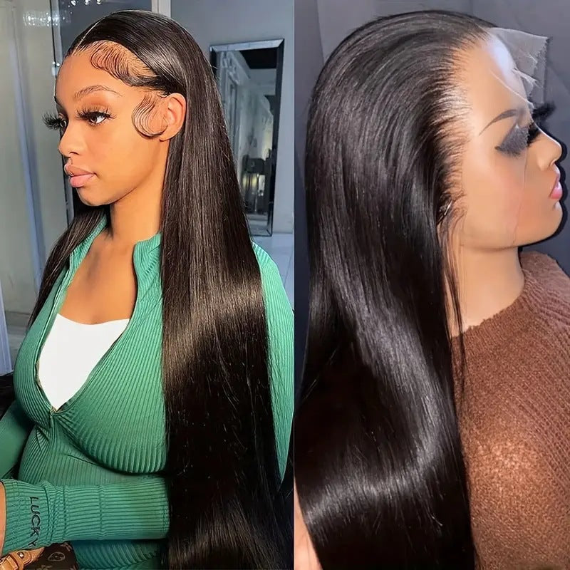 Lady with a middle-parted, long straight hair wearing a full head covering.