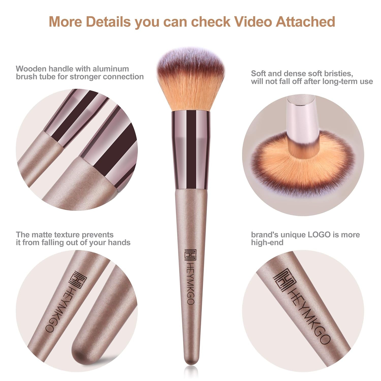 Makeup Brushes 15PCS Champagne Gold Professional Makeup Brush Set Foundation Brush Blending Powder Blush Concealer Eye Make up Brush with Bag