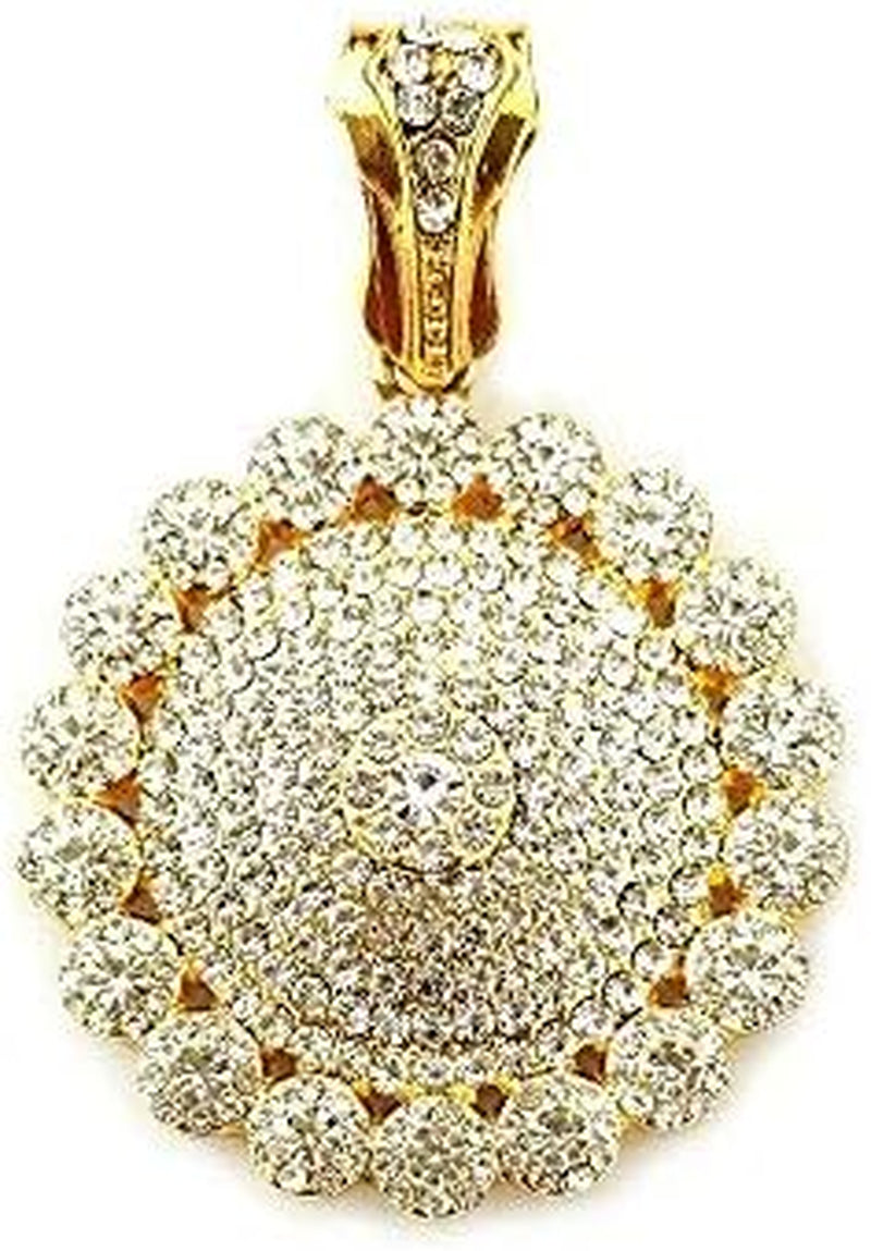 14K Gold Silver Plated Hip Ho Rapper Pendant Chain Necklace for Men, Iced Out Diamond King Pendant with Rope Tennis Chains 22 Inch