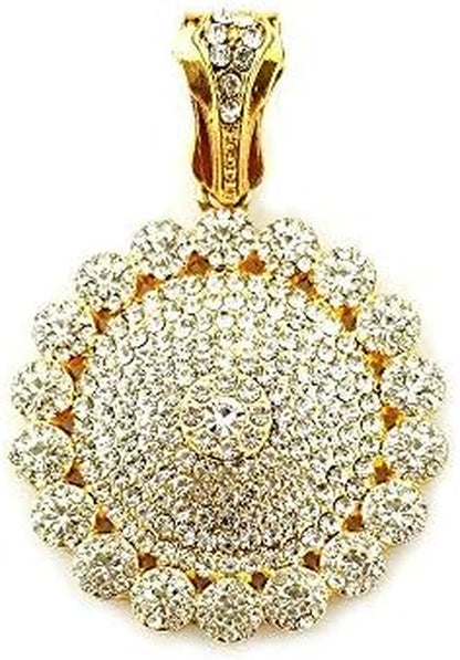 14K Gold Silver Plated Hip Ho Rapper Pendant Chain Necklace for Men, Iced Out Diamond King Pendant with Rope Tennis Chains 22 Inch