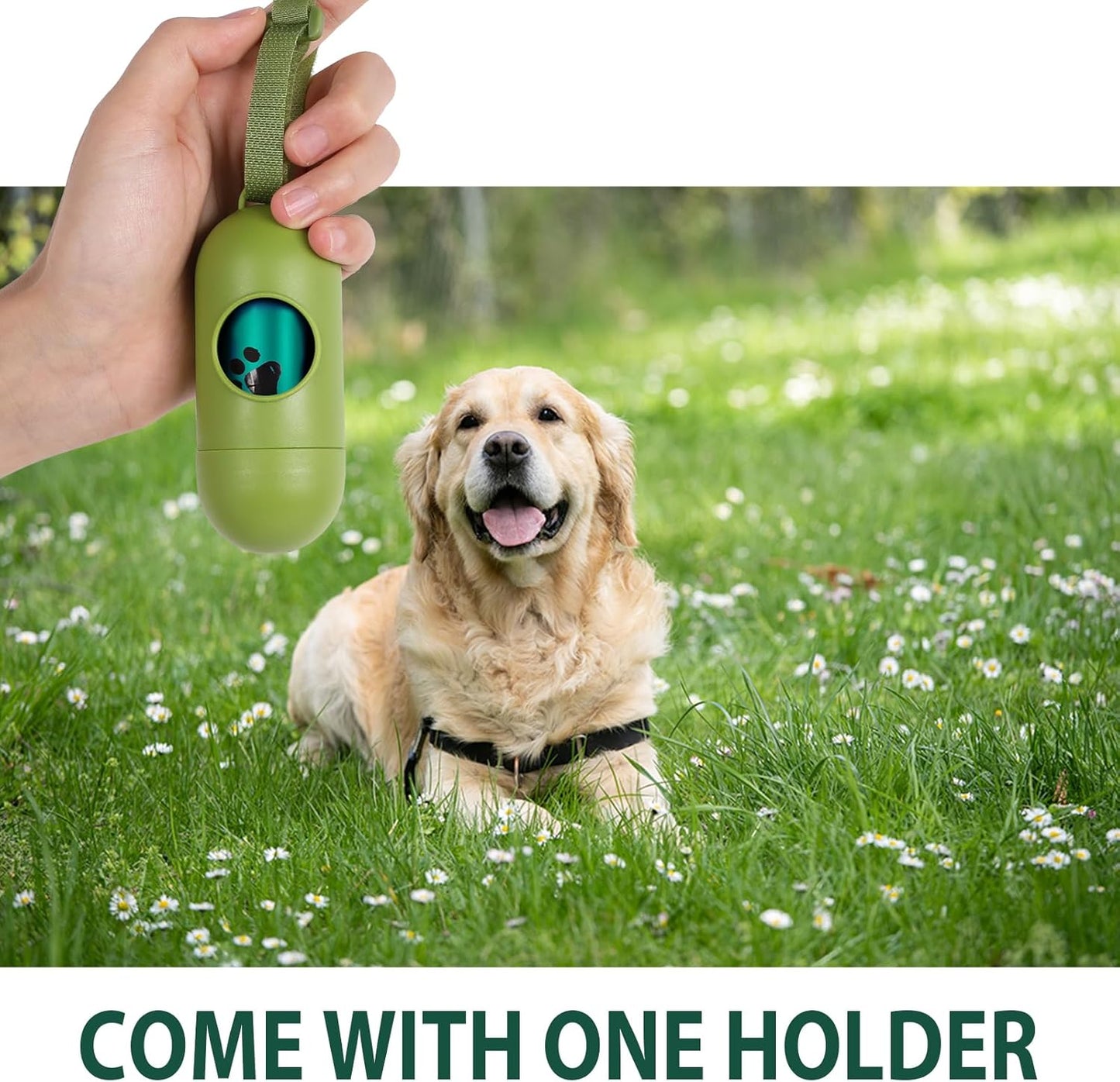 Dog Waste Bag Rolls - 540 Count Extra Thick, Leak-Proof, Scented Poop Bags with Dispenser in Dark Green