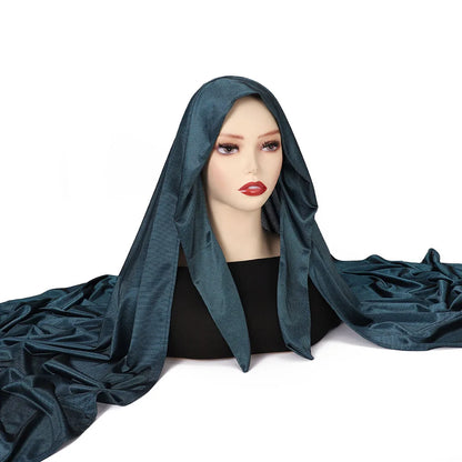High Quality Instant Hijab with Band Muslim Women Hijab Plain Premium Scarf Bright Silk Headscarves Wide Edges Shawl