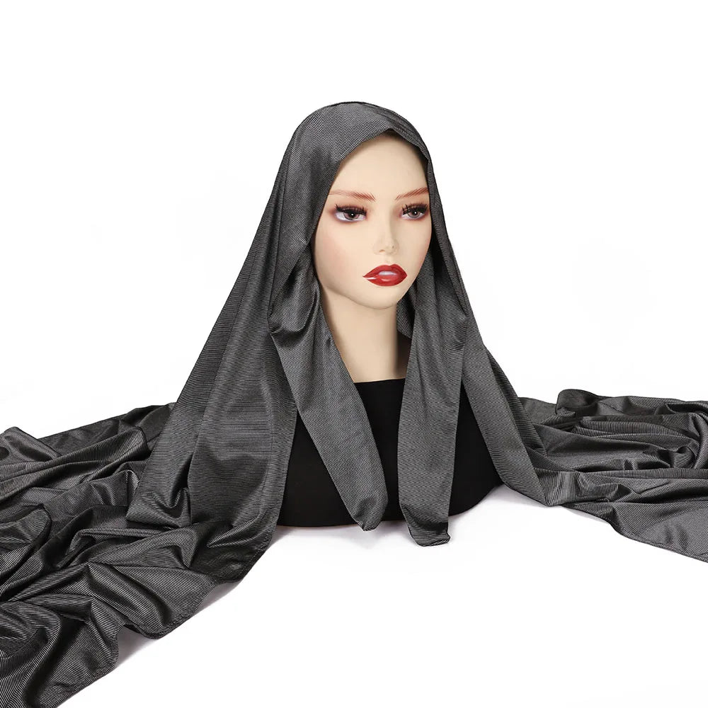 High Quality Instant Hijab with Band Muslim Women Hijab Plain Premium Scarf Bright Silk Headscarves Wide Edges Shawl