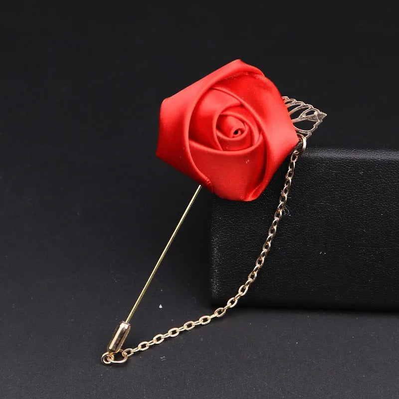 LKY Fr Boutonniere Corsage Wedding Boutonniere Pin for Men Women Silk Buttonhole Groomsmen Party Prom Suit Accessories Brooches