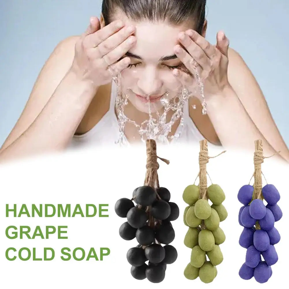 Handmade Wash Soap Grape Shape Natural Glycerin And Plants Gentle Soap With Box Hangable Deep Cleansing Supplies For Face Body ﻿
