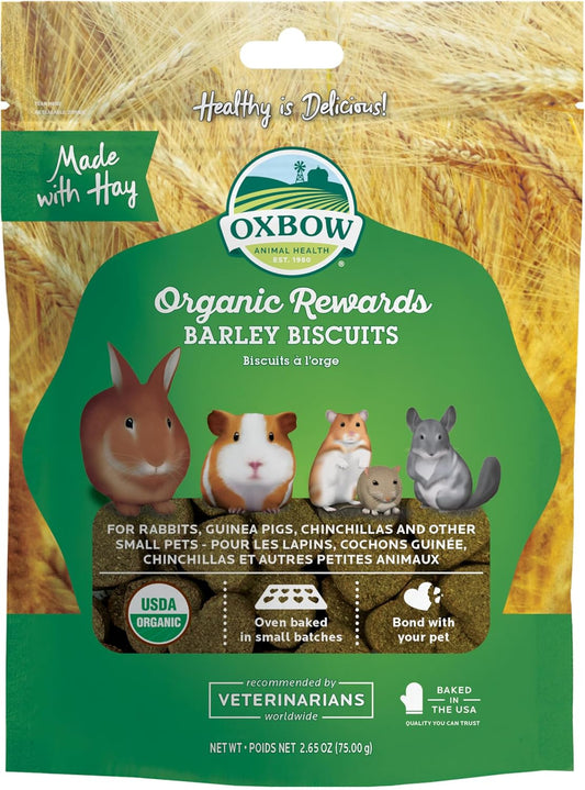 Organic Barley Biscuit Treats for Guinea Pigs and Rabbits - Carrot and Apple Flavor, 2.65 Oz Bag