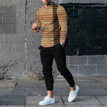 Men's Casual 3D Printed Sweater and Sweatpants Set