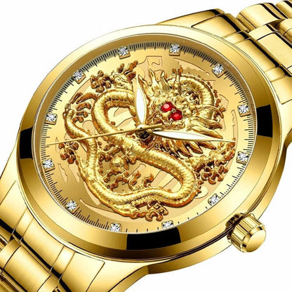 Business Gift Waterproof Gold Men'S Diamond Quartz Watch Classic Stainless Steel